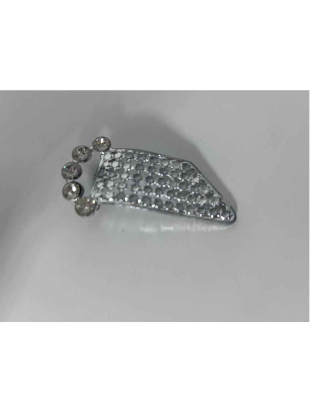 Brooch Silver Tone Rhinestone Pave Tapered Bar Abstract Statement Pin Jewelry - Picture 4 of 6